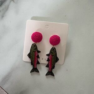 Pink and Green Fish Earrings